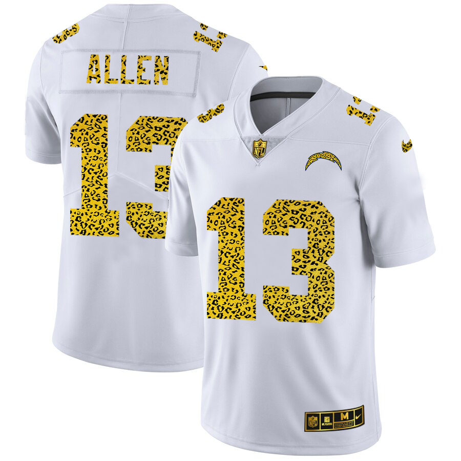 Los Angeles Chargers #13 Keenan Allen Men Nike Flocked Leopard Print Vapor Limited NFL Jersey White
